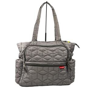 Large Baby Diaper Bag SKIP HOP Gray Quilted Lightweight with Many Compartments